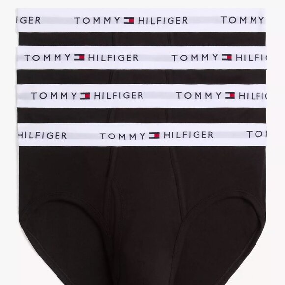 Tommy Hilfiger Four Pack Classic Cotton Briefs Men's Underwear 4 Black MSRP $46 - Picture 1 of 1